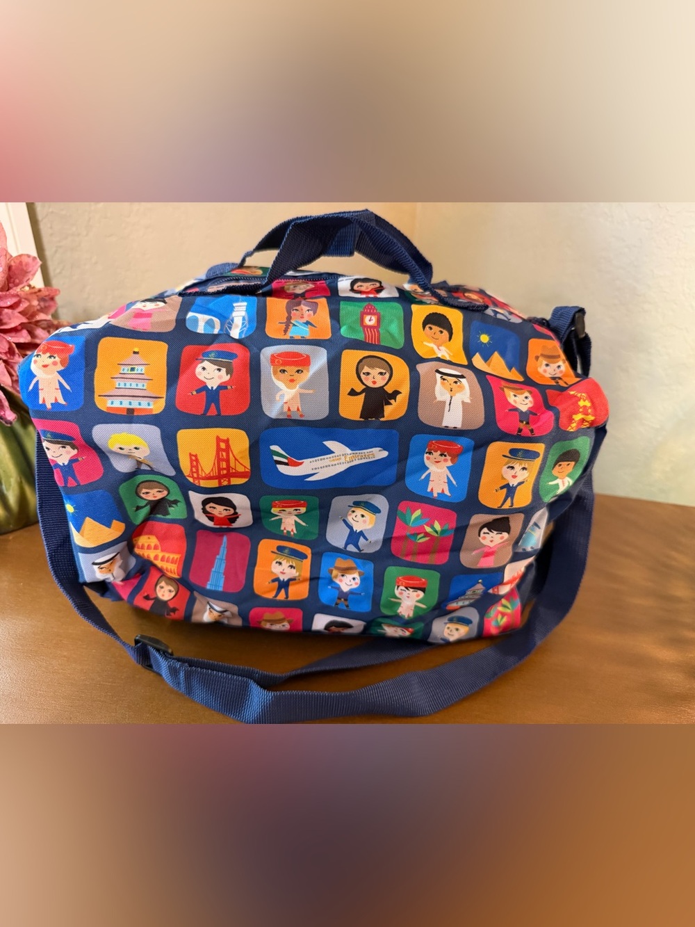 Emirates Kids Travel-Print Duffel Bag with Adjustable Strap